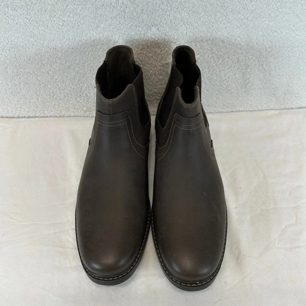 Mens‎ Dark Brown Chelsea Ankle Boots Wingtip Brogue Detail Lug Sole Size 13 New